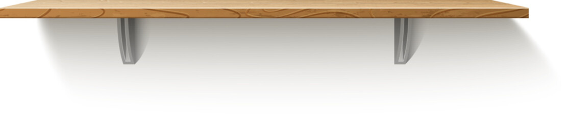 Obraz premium Realistic shelf. Wooden wall mounted interior furniture