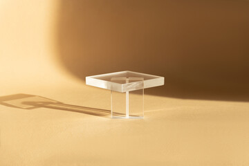 Transparent stand for demonstration of skin care products. 3d podium for presentation of cosmetic...