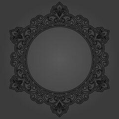 Oriental vector ornament with arabesques and floral elements. Traditional classic ornament. Vintage dark pattern with arabesques