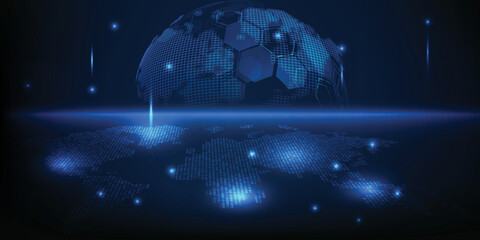 Vector illustrations of Futuristic world map world digital communication and strategy.Future tech design concepts.