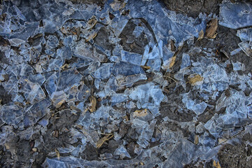 crushed ice glass cracks background, abstract seasonal background, pieces of ice crushed sharp overlay