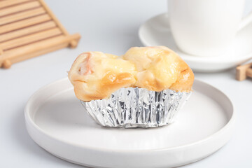 Creamy toast on a white plate