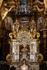 Santiago apostle in the interior of the cathedral of santiago de compostela. catholic altarpiece in...