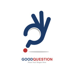 Good question logo vector template. Suitable for business, web, education, question mark and hand symbol
