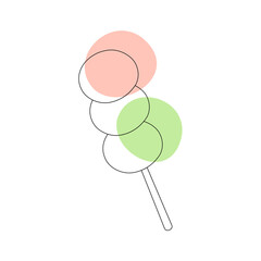 Asian Food Colorful Dango in the style of line art with colored spots