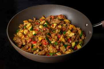 Dish called ratatouille is made by frying chopped vegetables.