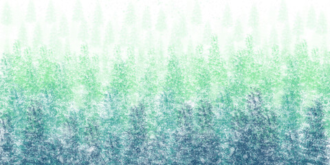 snowing heavily in the pine forest.