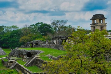 Palenque city ,Chiapas .UNESCO Heritage site. Palenque is thought to have been populated from 226BC to around 799AD. The settlement flourished in the 7th Century under the rule of Lord Pakal.