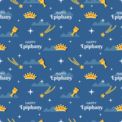 Happy Epiphany Day Seamless Pattern Design Christian Festival to Faith in Template Hand Drawn Cartoon Flat Illustration