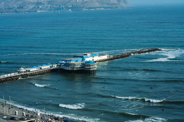 View of the coast of the sea in Lima, Peru
