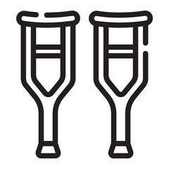 crutch line icon
