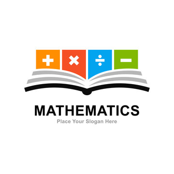 Mathematics book logo vector design. Suitable for calculator, education and math symbol