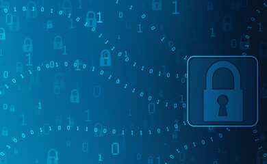 Digital Padlock on abstract technology background, Technology security concept. Modern safety digital background. Protection system, Cyber Security and safety information, personal data concept