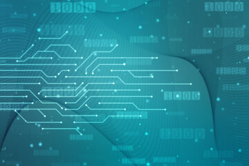 Abstract futuristic circuit board Illustration, Circuit board with various technology elements. Circuit board pattern for digital abstract technology background