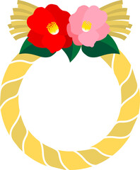 イラスト年賀素材:年賀状2023　カラフルなしめ縄のお正月飾りのアイコン(透過背景)
