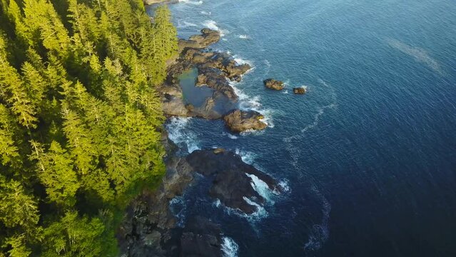Aerial view of the coastline off Vancouver Island