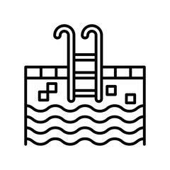 Swimming pool icon with water and ladder