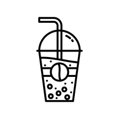Bubble drink icon with plastic cup and straw