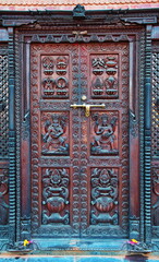Beautiful old carved door in Kathmandu