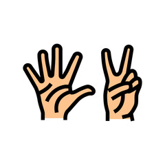 Fototapeta na wymiar seven number hand gesture color icon vector. seven number hand gesture sign. isolated symbol illustration