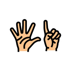 six number hand gesture color icon vector. six number hand gesture sign. isolated symbol illustration