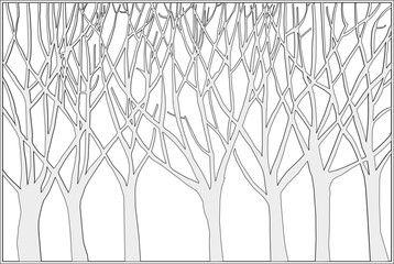 tree outline sketch vector design without leaves