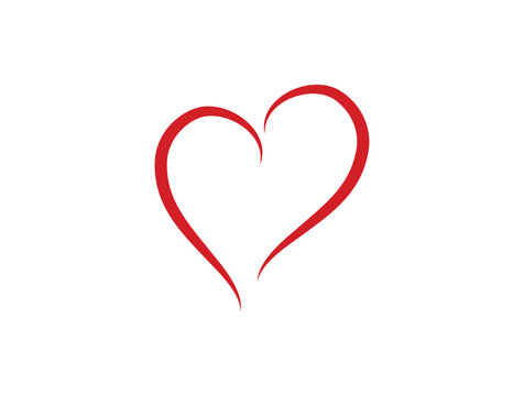 Abstract heart shape outline Red heart icon in flat style. The heart as a symbol of love. The design all about love.