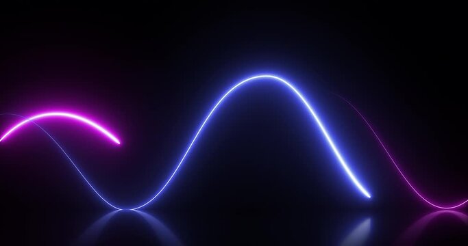 Glowing and animating simple wave shape neon frame background. Loop footage.