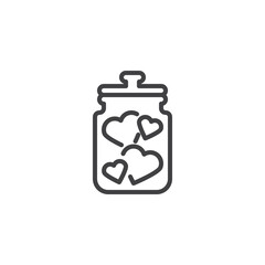 Hearts jar line icon