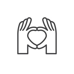 Hands making heart line icon