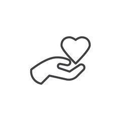 Hand holding heart line icon