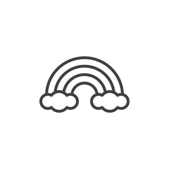 Rainbow and clouds line icon