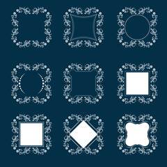 Floral patterns for card and invitation decoration. frames and dividers