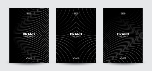 Modern black business design template with lines composition. Vector template, 2023