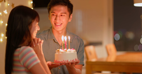 woman is making birthday wishes