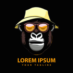 Awesome cool gorilla logo design. Vector illustration.
