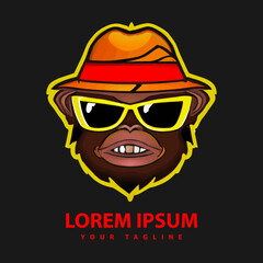 Awesome cool gorilla logo design. Vector illustration.