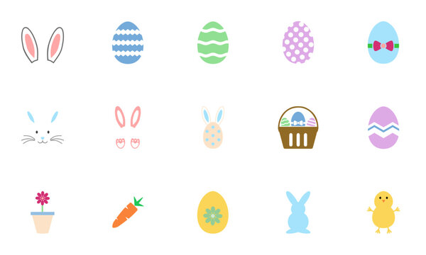 SVG Spring & Easter Colorful Icons Set