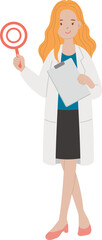 Fototapeta na wymiar Female paramedic medical worker with clip version, cartoon comic vector character