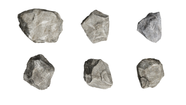 Top View 3D stone isolated on PNGs transparent background , Use for visualization in architectural design or garden decorate	
