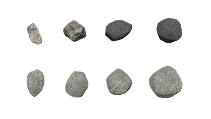 Top View 3D stone isolated on PNGs transparent background , Use for visualization in architectural...