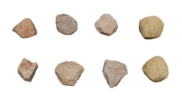 Top View 3D stone isolated on PNGs transparent background , Use for visualization in architectural design or garden decorate	
