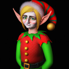 christmas elf on black
