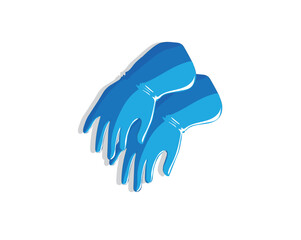 design icon vector illustration of a blue glove tool which is commonly used as a protective hand when working at home or outside the home so that the hands are not injured or scratched