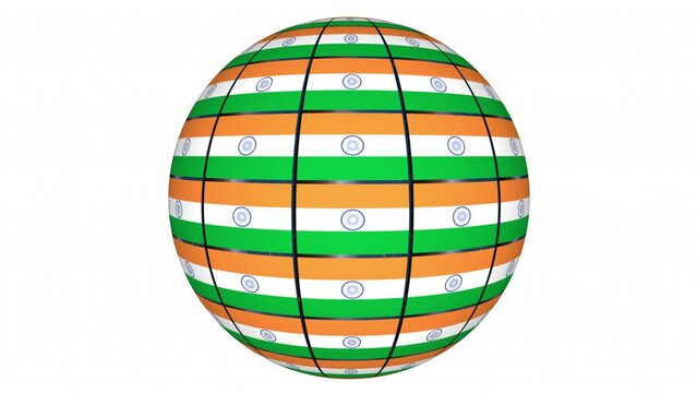 India Flag Sphere World Globe Country Nation Looping 3d Animation