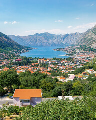 Kotor, Montenegro. Bay of Kotor bay is one of the most beautiful places on Adriatic Sea, medieval towns and scenic mountains