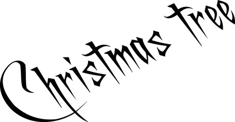 Christmas tree text sign illustration on white backgound