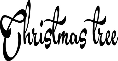Christmas tree text sign illustration on white backgound