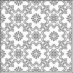 Vector lace texture, curly line ornament, black and white pattern.