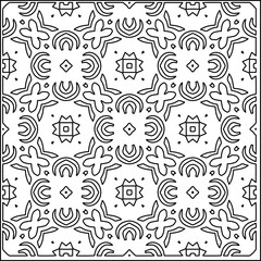 Vector lace texture, curly line ornament, black and white pattern.